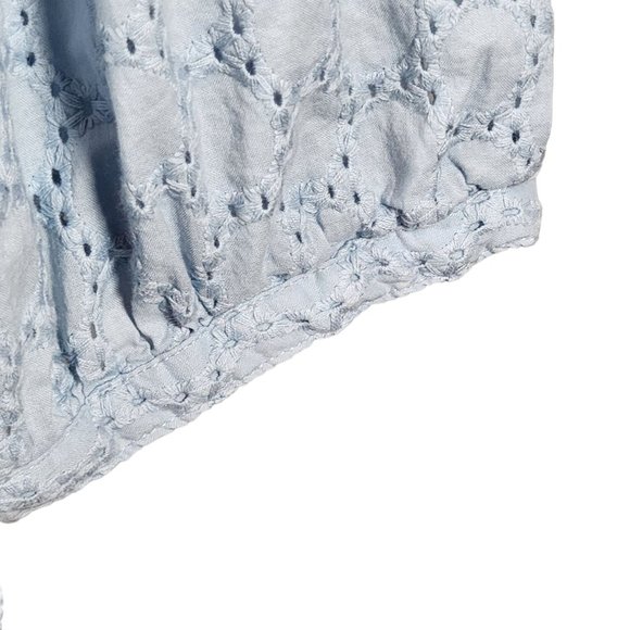 A. N. A. Eyelet Powder Blue V Neck Size L 100% Cotton Pull Over Top. NWT - Picture 4 of 9